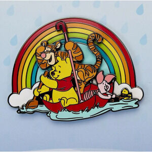Loungefly Disney  Winnie the Pooh Rainy Day 3"  Sliding Pin Box Set NWT
